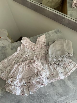 Conjunto bebé niña cuadros rosa