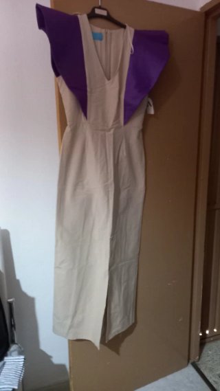Vestido beige y morado talla M