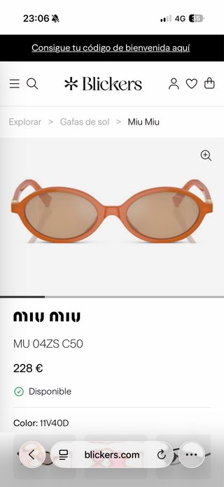 Gafas de sol Miu Miu MU 04ZS C50 Naranja
