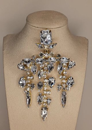 Pendientes Maxi Lágrimas Zirkonias con base dorada