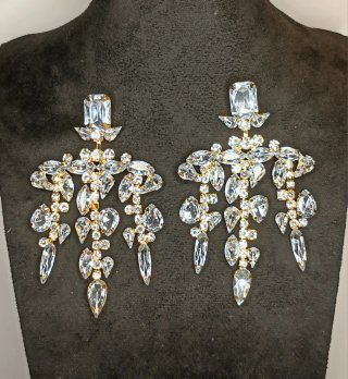 Pendientes Maxi Lágrimas Zirkonias con base dorada