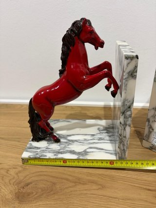 Par sujetalibros vintage caballos rojos