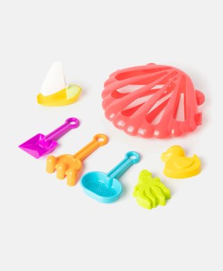 Conchiglia con formine,barchetta,palette,rastrello