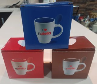 Lote 3 Tazas Desayuno Nutella con Cuchara Nuevas