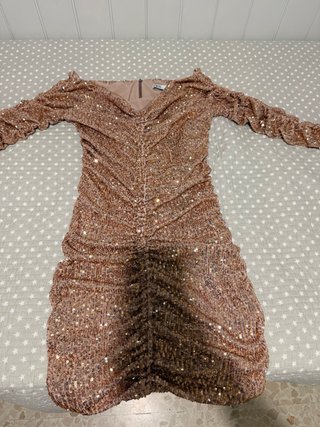 Vestido ZARA lentejuelas rosa y dorado Talla XS