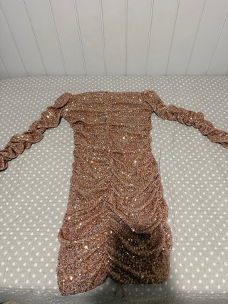 Vestido ZARA lentejuelas rosa y dorado Talla XS