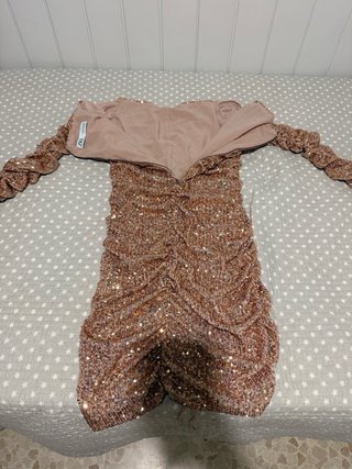Vestido ZARA lentejuelas rosa y dorado Talla XS