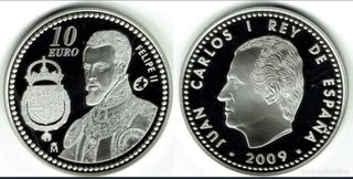 Moneda 10 Euro Felipe II Juan Carlos I 2009