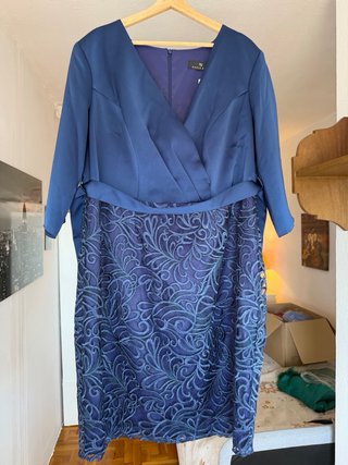 Vestido Fiesta Sonia Peña T50 Encaje Marino NUEVO