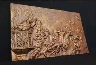 Relieve religioso bronce dorado y patinado