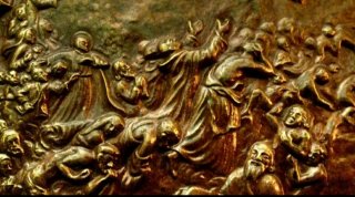 Relieve religioso bronce dorado y patinado