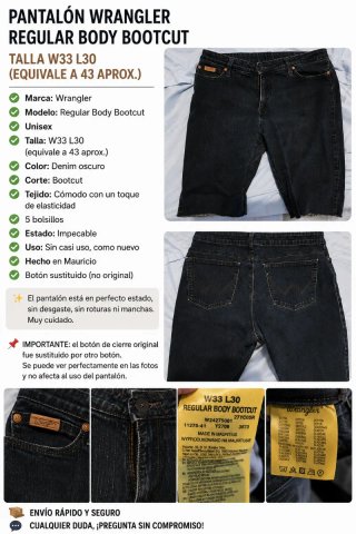 Vaqueros Wrangler Bootcut Talla 43