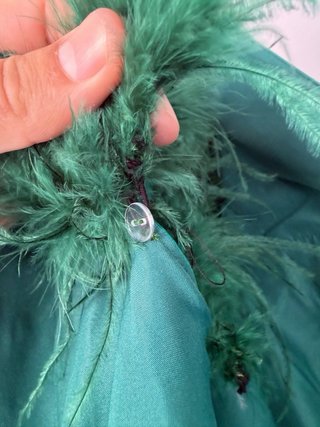 Vestido Midi Verde T50 Plumas Boda Fiesta NUEVO