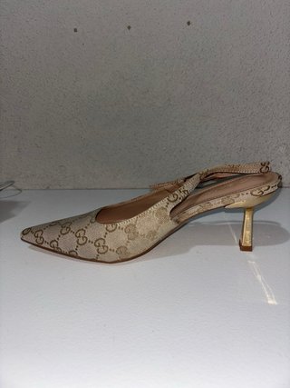 Tacones bajos Beige Slingback GG