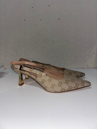 Tacones bajos Beige Slingback GG