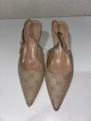 Tacones bajos Beige Slingback GG