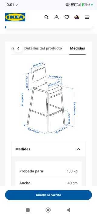 Silla alta Ikea Stig negra y gris