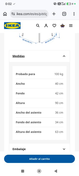 Silla alta Ikea Stig negra y gris