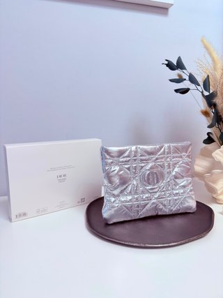 Neceser Dior Clutch Silver Metallic