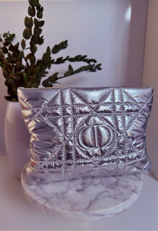 Neceser Dior Clutch Silver Metallic