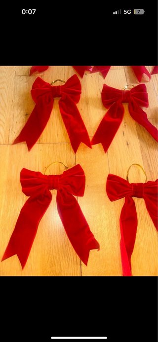 Lazos Rojos Terciopelo Adornos Navidad