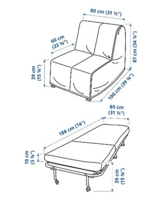 Sillón Cama Plegable Gris Ikea
