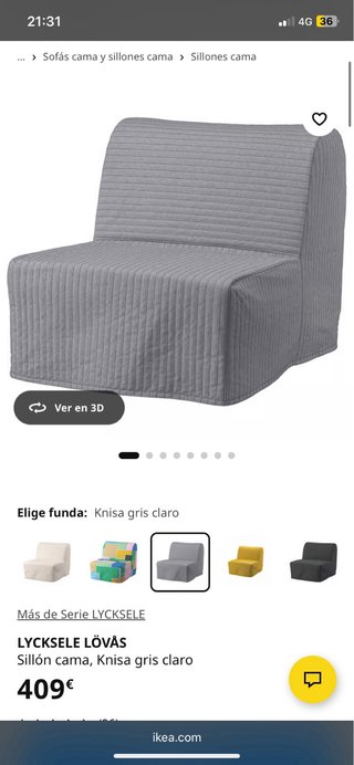 Sillón Cama Plegable Gris Ikea