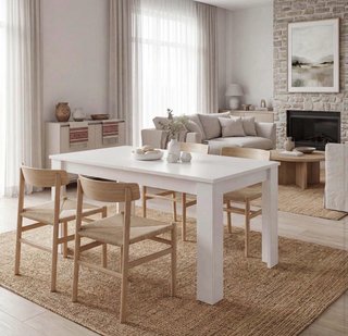 Mesa extensible comedor blanca madera