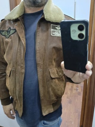 Chaqueta  italiana Aviador Cuello Pelo Desmomtable