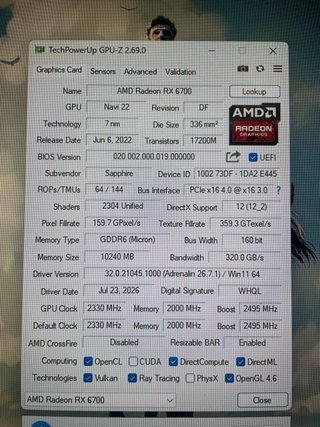Tarjeta Gráfica AMD Radeon RX 6700 10gb ddr6