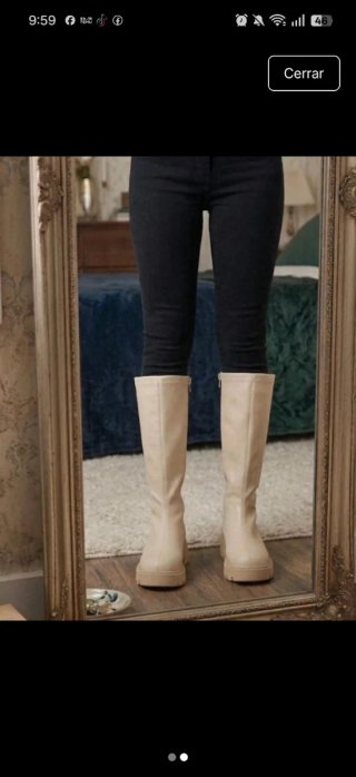 Botas altas polipiel beige