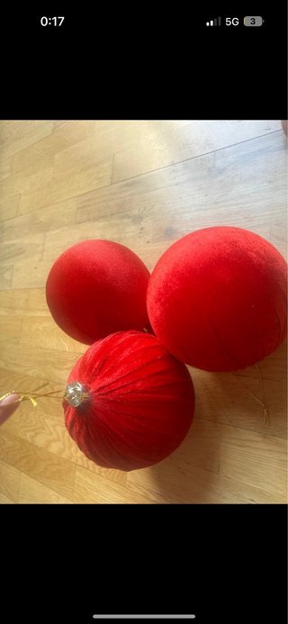 Bolas terciopelo rojas XL decoración Navidad