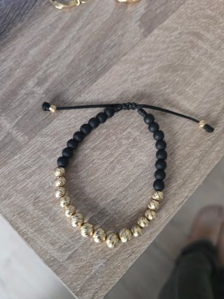 Pulsera Balines Oro 18k Negra