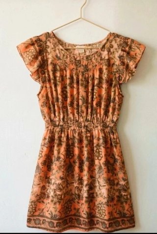 Vestido bohemio estampado naranja y marrón