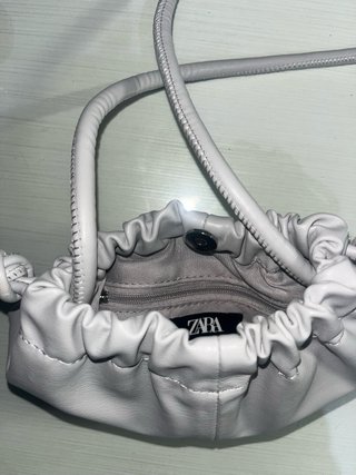 Bolso Zara Gris Fruncido Mini Bag
