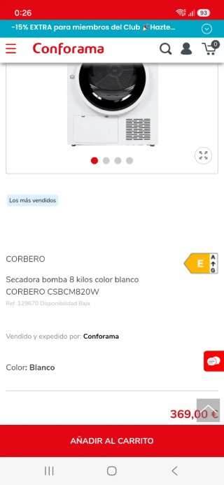 Secadora Corberó CSCEM8084W