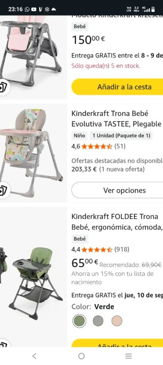 2 Seggioloni Kinderkraft modello tastee. Come nuovi.