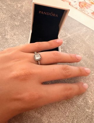 Anillo Pandora Plata Circonita Cuadrada