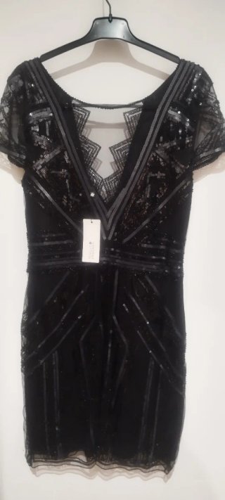 Vestido fiesta lentejuelas negro XL