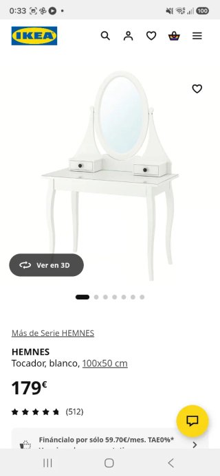 Tocador IKEA HEMNES blanco 100x50 cm