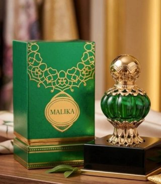 Perfume Malika Verde y Dorado