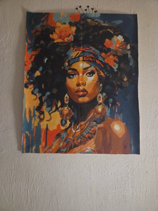 Cuadro pintado a mano mujer africana