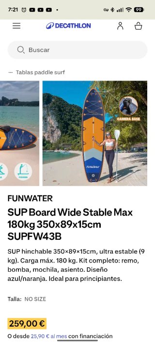 Tabla Paddle Surf 11,6'' XXL. 3'50mts. SIN ABRIR