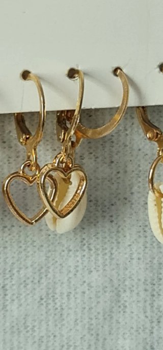 6 Pares Pendientes Corazón y Perla