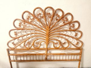Cabezal cama mimbre diseño abanico