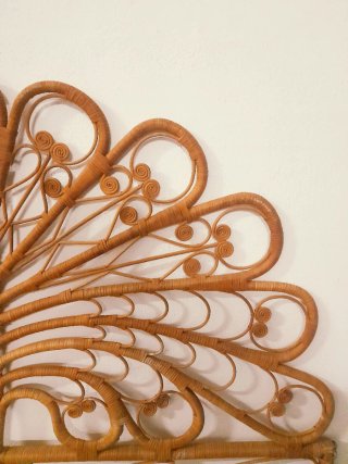 Cabezal cama mimbre diseño abanico