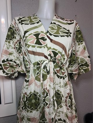 Vestido estampado verde y blanco Talla XL/XXL