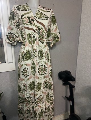 Vestido estampado verde y blanco Talla XL/XXL