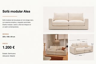 Sofá modular Alea beige 3 plazas
