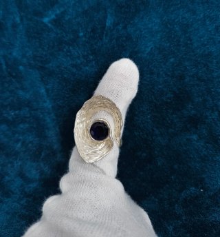 Anillo Artesanal de Plata y Piedra Azul